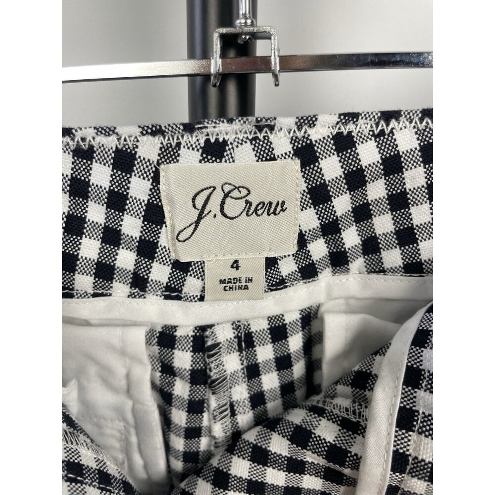 J. Crew Black White Gingham‎ 7” Cotton Stretch Chino Shorts Sz 4 - Picture 7 of 8